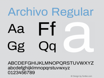 Archivo-Regular Version 1.001;PS 001.001;hotconv 1.0.88;makeotf.lib2.5.64775 Font Sample