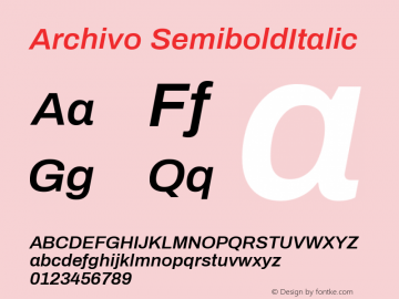 Archivo Medium Bold Italic Version 1.001;PS 001.001;hotconv 1.0.88;makeotf.lib2.5.64775图片样张