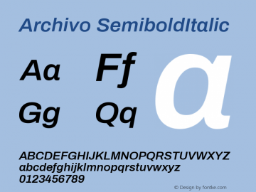 Archivo Medium Bold Italic Version 1.001;PS 001.001;hotconv 1.0.88;makeotf.lib2.5.64775 Font Sample