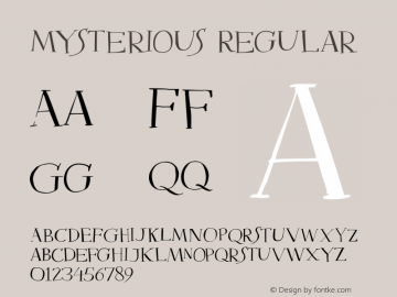 Mysterious Regular Version 1.000 Font Sample