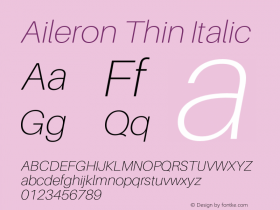 Aileron Thin Italic Version 1.101;PS 001.101;hotconv 1.0.70;makeotf.lib2.5.58329图片样张