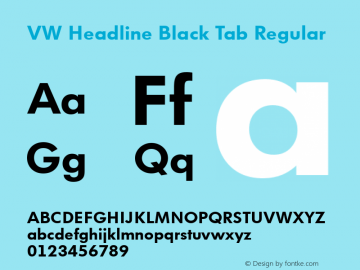 VW Headline Black Tab Version 1.0 Font Sample