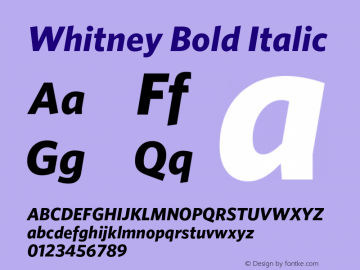 Whitney-BoldItalic Version 2.200 Advanced (Latin-X) Font Sample