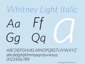 Whitney-LightItalic Version 2.200 Advanced (Latin-X) Font Sample