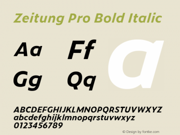 Zeitung Pro Bold Italic Version 1.001 May 22, 2017 Font Sample