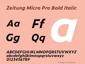 Zeitung Micro Pro Bold Italic Version 1.001 May 22, 2017 Font Sample