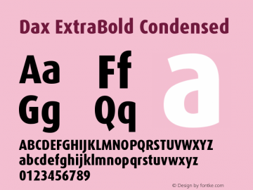 Dax-ExtraBoldCondensed Version 001.002; t1 to otf conv Font Sample