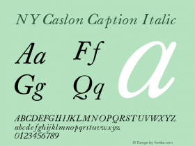 NYCaslon-CaptionItalic Version 001.901 Font Sample