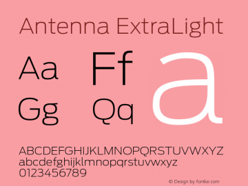 Antenna ExtraLight Version 1.0 Font Sample