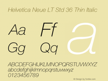 HelveticaNeueLTStd-ThIt OTF 1.029;PS 001.003;Core 1.0.33;makeotf.lib1.4.1585 Font Sample