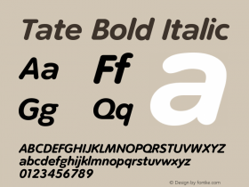 Tate-BoldItalic Version 001.001 Font Sample