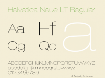 HelveticaNeueLT-UltraLigExt 006.000 Font Sample