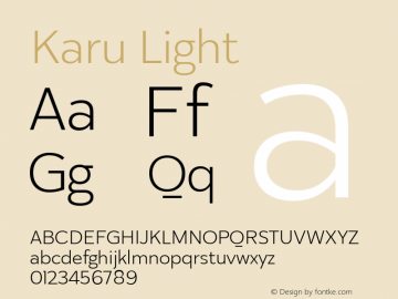 Karu Light Version 1.000;PS 001.000;hotconv 1.0.88;makeotf.lib2.5.64775 Font Sample