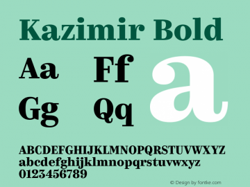 Kazimir Version 1.0 Font Sample