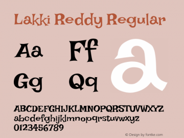 Lakki Reddy Version 1.0.4; ttfautohint (v1.2.42-39fb) Font Sample