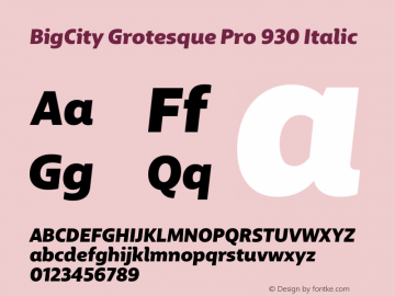 BigCityGrotesquePro930 Version 1.0 Font Sample