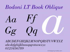 Bodoni LT Book Oblique Version 6.1; 2002图片样张