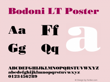 Bodoni LT Poster Version 6.1; 2002图片样张