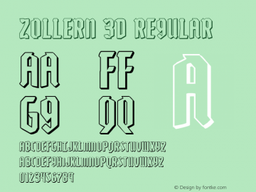 Zollern 3D Regular Version 1.0; 2012 Font Sample