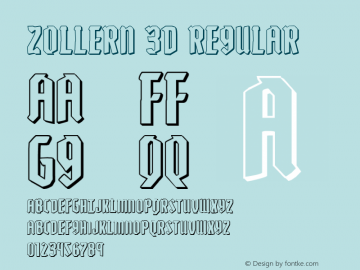 Zollern 3D Regular Version 1.0; 2012 Font Sample