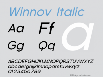 Winnov-Italic Version 001.000 Font Sample