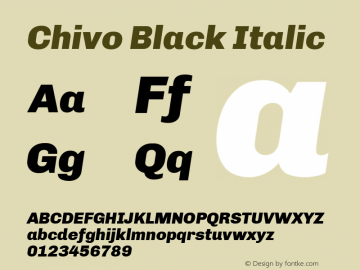Chivo Black Italic Version 1.007 Font Sample