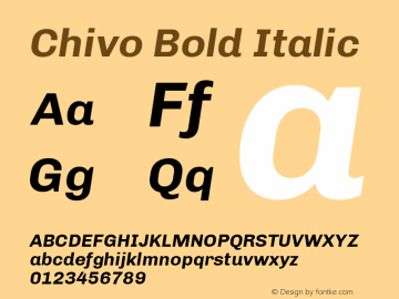 Chivo Bold Italic Version 1.007 Font Sample