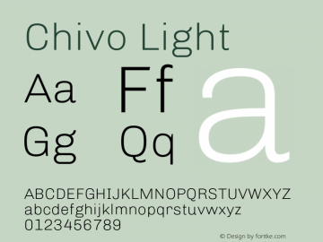 Chivo Light Version 1.007;PS 001.007;hotconv 1.0.88;makeotf.lib2.5.64775 Font Sample