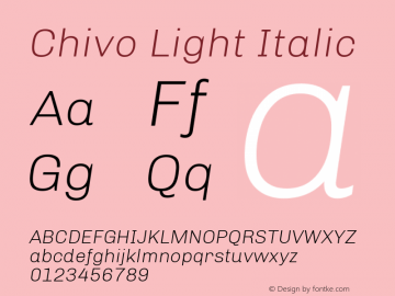 Chivo Light Italic Version 1.007 Font Sample