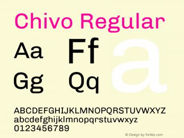 Chivo Regular Version 1.007;PS 001.007;hotconv 1.0.88;makeotf.lib2.5.64775 Font Sample