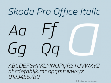 SkodaProOffice-Italic Version 1.002 Font Sample