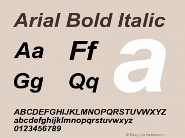 Arial Bold Italic Version 2.0 - April 1994图片样张