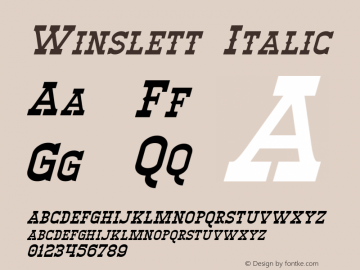 Winslett Italic Version 1.10 March 24, 2015 Font Sample