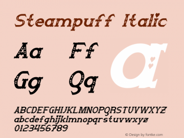 Steampuff Italic Version 1.10 March 22, 2015 Font Sample