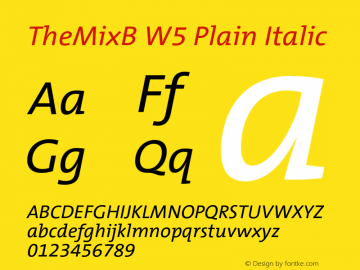 TheMixB-W5PlainItalic Version 1.001 2007 Font Sample