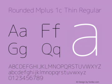 Rounded Mplus 1c Thin Regular  Font Sample