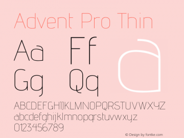 Advent Pro Thin  Font Sample