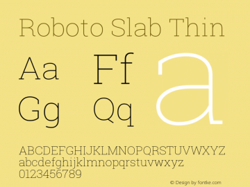 Roboto Slab Thin  Font Sample