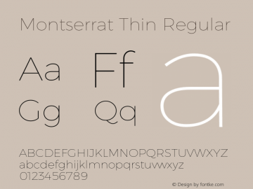 Montserrat Thin Regular  Font Sample