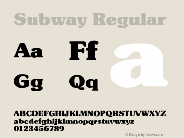 Subway Regular Altsys Fontographer 3.5  5/26/92 Font Sample