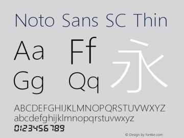 Noto Sans SC Thin Version 0.00 May 4, 2016 Font Sample