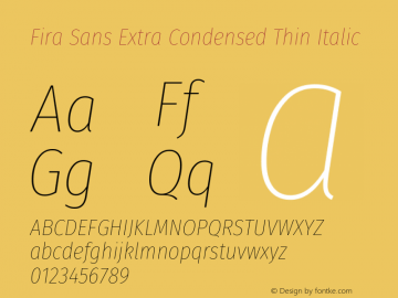 Fira Sans Extra Condensed Thin Italic 图片样张