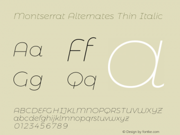 Montserrat Alternates Thin Italic 图片样张