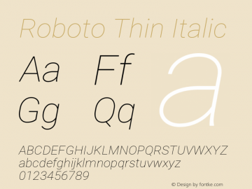 RobotoThin Version 1.0 Font Sample