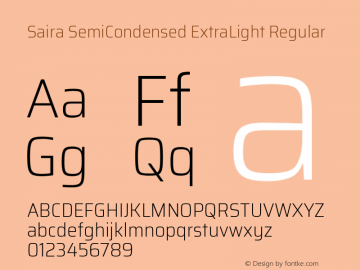 Saira SemiCondensed ExtraLight Regular  Font Sample