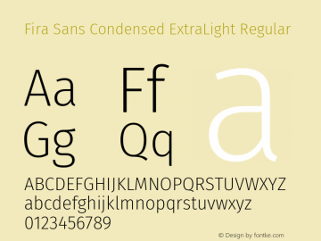 Fira Sans Condensed ExtraLight Regular 图片样张