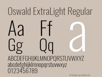 Oswald ExtraLight Regular  Font Sample
