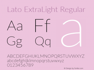 Lato ExtraLight Regular  Font Sample