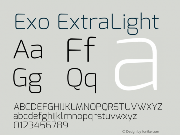 Exo ExtraLight  Font Sample
