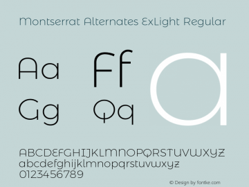 Montserrat Alternates ExLight Regular  Font Sample